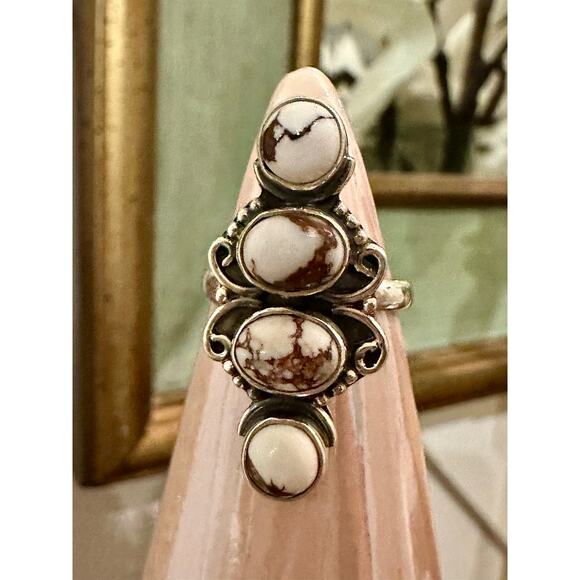 Wild Horse Jasper Four Stone Ring Adjustable Size 5-10 - Picture 1 of 4